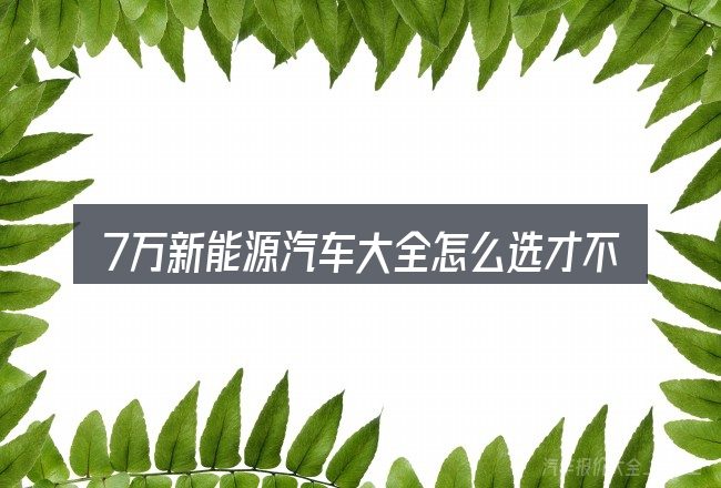 7万新能源汽车大全怎么选才不容易出错