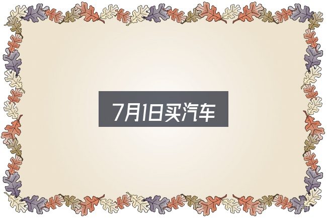 7月1日买汽车实用指南：一份写给新手的说明