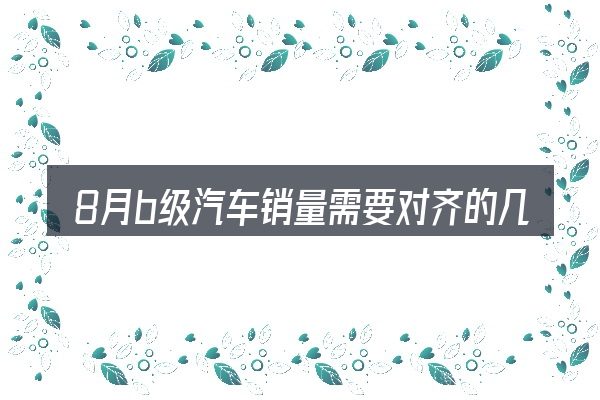 8月b级汽车销量需要对齐的几件事