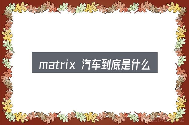 matrix 汽车到底是什么