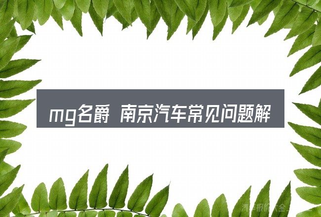 mg名爵 南京汽车常见问题解答