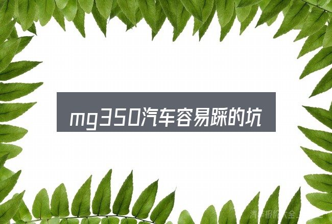 mg350汽车容易踩的坑