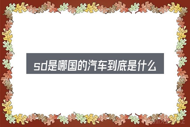 sd是哪国的汽车到底是什么