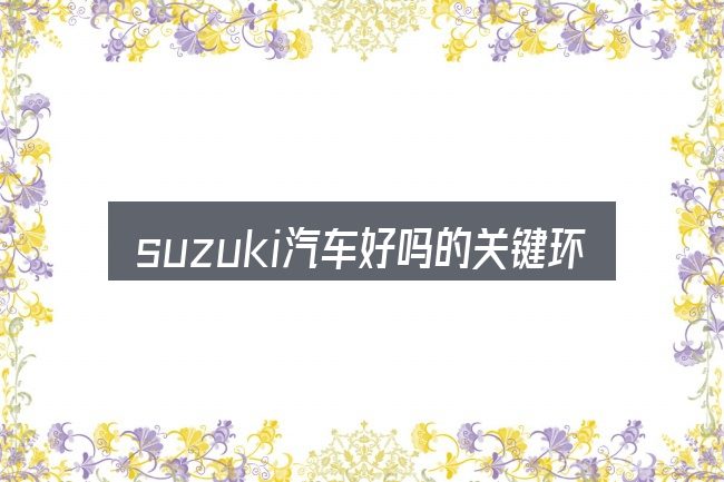 suzuki汽车好吗的关键环节